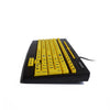 Clavier noir à touches jaune à gros caractères avec fil